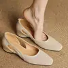 Zapatos de Mujer Perforados Ultra Suaves Estilo Francés 2026 Primavera/Verano Tacón Bajo Punta Cuadrada Piel Suave Suela Blanda Tacón Grueso Sandalias Transpirables Talla 40