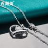 Pingente de diamante amor O-chain joias corrente de cobra colar de prata feminino West Lake Beauty joias