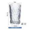 Taza de Vidrio con Relieve Patrón Glaciar Taza Escandinava para Jugo Taza para Agua con Gas Taza de Café Creativa Taza de Vino con Patrón de Corteza