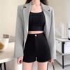 Novedad Verano 2025 Pantalones Cortos Ocultos para Mujer, Estilo Coreano Adelgazante, Pantalones Cortos Casuales Ajustados al Cuerpo para Mujer Petite, Negros
