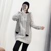 Suéter de Punto Hueco de Mohair Sentido del Diseño Manga Larga Holgado Suave Ceroso Longitud Media Cuello Redondo Cuello Alto Moderno Suéter Versátil
