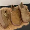 Sapatos Birkenstock Femininos com Solado Grosso para Aumentar a Altura 2026 Outono Novo Slip-On Mocassins Casuais Retrô