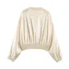 Ropa europea y americana para mujer transfronteriza, moda casual de venta caliente en AliExpress, chaqueta corta de satén de seda estilo aviador