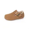 Sapatos Infantis Birkenstock Meninas Plus Veludo 2026 Outono/Inverno Novos Quentes Sapatos Feijão Versátil Estiloso Solado Macio Sapatos de Algodão