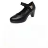 Zapatos Mary Jane de tacón alto de piel con plataforma impermeable, elegantes zapatos de tacón para pasarela cheongsam, modelo ultraligero 2026, zapatos de baile para madres