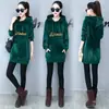 Sudadera de terciopelo para mujer de talla grande, otoño e invierno, longitud media, forro polar, gruesa, con capucha, forro polar de doble cara