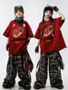 Ropa Urbana de Moda para Niños Hip-Hop Conjunto de Pantalones Cortos Camuflados de Manga Corta para Niños Atrevidos Atuendo de Pasarela para Niñas Hip-Hop
