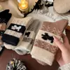 Calcetines de Felpa Australiana con Diseño Fair Isle para Mujer, Calcetines Gruesos de Invierno Japoneses de Media Pantorrilla, Cómodos Calcetines de Felpa Casual para Combinar con Zapatos Birkenstock