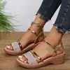 Zapatos de mujer de punta abierta de gran tamaño, estilo europeo y americano, para otoño de 2026, comercio exterior, sandalias de cuña para mujeres, para sitios de comercio electrónico independientes