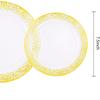 Plato desechable plástico PS bronceado transparente plato hueco banquete borde dorado rosa juego de platos 7.5 pulgadas 10.25 pulgadas
