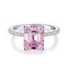 S925 Anel do Tesouro de Cor de Prata Esterlina Anel Feminino de Diamante Rosa Zircônia Luz Anel Seiko de Luxo Quadrado Anel de Diamante de Alto Carbono com Corte Esmeralda
