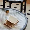 Mesa de Centro de Vidro Estilo Japonês Changhong Combinação de Madeira Maciça e Rattan Simples Nórdico Sala de Estar Casa Apartamento Pequeno Redonda
