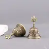 Campana de Ocho Tesoros de Latón Puro con Tres Púas Campana de Ocho Tesoros de los Ocho Inmortales Taoístas Adorno Artesanal Decorativo de Escritorio Retro Vintage