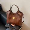 Bolsa casual vintage da moda feminina, nova chegada primavera 2025, couro de cera de óleo, bolsa de ombro de grande capacidade, bolsa transversal