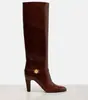 Botas Altas de Cuero hasta la Rodilla Estilo Europeo y Americano con Hebilla Metálica, Piel Genuina, Talla Grande 46, Botas Altas de Tacón Alto con Hebilla de Cinturón, Botas de Montar