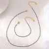 Accesorios Populares Transfronterizos de Lujo Ligero Piedra Natural Cuentas de Espinela Negra Conjunto de Pulsera y Collar Retro de Gama Alta Joyería de Moda