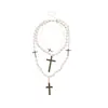 Nuevo Collar Multicapa de Perlas con Cruz Incrustada de Diamantes Estilo Dulce y Fresco Cadena de Clavícula de Moda Cadena Ligera de Lujo de Alta Gama para Suéter para Mujeres