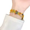 Pulseira Dupla Camada com Pingente de Borboleta Azul Queimada Esmalte Cor Estilo Chinês Design Versátil Coração de Menina Joia Simples Feminina