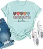 En Stock Walmart Amazon Día de San Valentín Estampado de Corazones Multicolor Estampado de Patrón Lindo Camiseta Casual de Moda para Mujer