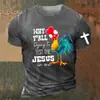 2024 comercio exterior transfronterizo verano nuevo gallo europeo y americano impresión digital 3D manga corta cuello redondo camiseta top para hombre