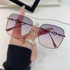 Óculos de Sol com Armação de Metal Óculos de Sol para Afinar o Rosto Grande Óculos da Moda Feminina Óculos de Estilo Coreano Masculino para Fotos de Rua Óculos de Sol com Proteção Solar para Rosto Redondo