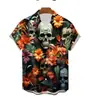 Camisa de Manga Larga de Comercio Exterior Transfronteriza Verano Nuevo Moda Casual para Hombre Estampado Digital 3D de Manga Corta