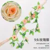 Ventas Directas de Fábrica Vid de Rosa Simulada Tela de Seda Boda Decoración de Flores Falsas de 16 Cabezas Ratan Accesorios para Pared de Flores Suministros Venta al Mayoreo