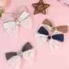 Acessório de Cabelo Feminino Elegante Amazon, Grampo Doce com Diamante Estrela de Cinco Pontas e Laço de Renda Dupla Camada Transfronteiriço Europeu e Americano para Crianças