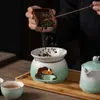 Conjunto de Chá Kung Fu, Fogareiro para Preparo de Chá, Aquecedor de Chá, Bule de Cerâmica Simples, Xícara de Chá, Porta Incenso, Conjunto Pequeno, Caixa de Presente, Lembrança
