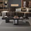 Mesa de Café de Lujo Ligero Estilo Italiano con Piedra de Cristal Ultra, Mesa de Centro Minimalista Moderna, Piedra Microcristalina de Colores, Forma Cuadrada de Alta Gama para Apartamentos Pequeños
