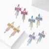 Pendientes de Cobre con Borla de Diamantes Completos con Degradado de Personalidad Europea y Americana para Mujer Amazon Explosiones Pendientes de Pedrería Joyería para la Oreja pendientes