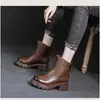 Botas de algodón forradas de felpa para mujer, nueva colección otoño/invierno 2026, marrones, estilo británico, Botas Martin de media pantorrilla, Botas Chelsea de suela gruesa, Botines
