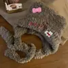Gorro de peluche con lazo de orejas de oso para mujer, a prueba de viento, resistente al frío, protege los oídos, cálido, con doble cordón, lindo
