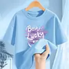 2307 # Camiseta Manga Curta Infantil Feminina Algodão Puro Estilo Coreano Roupa Infantil 2025 Nova Versátil Verão Casual Solta Estampada Manga Curta