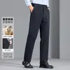 Pantalones de lana para hombre, pantalones gruesos de invierno para hombre estilo business casual, pantalones de vestir de sarga para mediana edad y ancianos, pantalones largos tipo papá para hombre