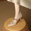 Zapatos de tacón alto de punta fina, tela tejida de moda, para mujer, nuevo estilo primavera y otoño, moño pequeño, versátiles, corte bajo, tacón de gatito, zapatos de vestir