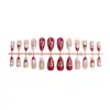 24 Piezas de Nuevas Uñas Postizas Navideñas de Almendra Estilo Ojo de Gato Boutique Pintadas con Corazón Pequeño Conejo Blanco Pastel Manicura Piezas de Uñas Lote