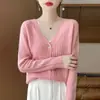 Cardigan tricotado com torção de nicho suéter externo top francês de manga longa gola V solto jaqueta curta feminina emagrecedora