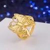 Anillo de Mariposa Dorada Chapado en Oro Anillo Abierto para Mujer Moneda Europea Moda Coreana Oro de Imitación Oro Duro Joyería