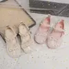 Sapatos de Princesa para Meninas Moda Sapatos de Cristal Baixos Primavera e Outono Laço de Strass Sapatos Mary Jane Sola Macia Sapatos de Performance