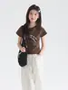 Camiseta Bordada de Pony para Niña 2026 Verano Nuevo Infantil Manga Corta Ajustada Vintage Versátil Casual