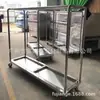 Carro de Acero Inoxidable de Doble Capa 304 Carro para Laboratorio Escolar Carro para Instrumentos con Valla Espesa Silencioso No Magnético