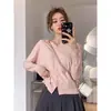 Otoño/Invierno 2025 Nuevo Estilo Cardigan de Punto Delgado Holgado de Manga Larga Estilo Coreano Suéter Casual Abrigo Top para Mujer