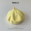 Boina estilo primavera ins versão coreana para bebês e crianças pequenas, chapéu de pintor quente de lã tricotada para outono e inverno para meninos e meninas