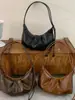 Bolso de hombro cruzado de cuero suave plisado de gran capacidad estilo retro ins coreano, estilo perezoso, casual, versátil, con cierre de cuerno