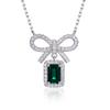Arco 50 piezas de cultivo rectangular Esmeralda S925 bañado en plata platino colgante collar Seiko D primera joyería ins