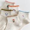 Calcetines de Encaje de Hilo con Lunares para Mujer Primavera y Verano Calcetines Cortos Finos Calcetines de Algodón de Tubo Corto Ins de Moda Lindo Dibujo Animado Calcetines Bajos de Barco
