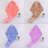 Botón de Osito Gorro para Secar el Cabello Fabricante Venta al por Mayor Absorbente de Agua Secado Rápido Vellón Coral Capa Única Engrosado Gorro de Baño Toalla Envoltura para el Cabello Cabeza Femenino Seco