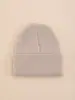 Gorro de punto circular liso de color sólido para hombres y mujeres, gorro de lana de invierno, gorro de punto acrílico liso y cálido