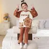 Pijama Feminino Primavera Outono Verão Manga Longa Desenho Animado Estilo Fino Conjunto Adolescente Ar Condicionado Crianças Pequenas Médias Grandes Roupas de Casa Roupas de Fora